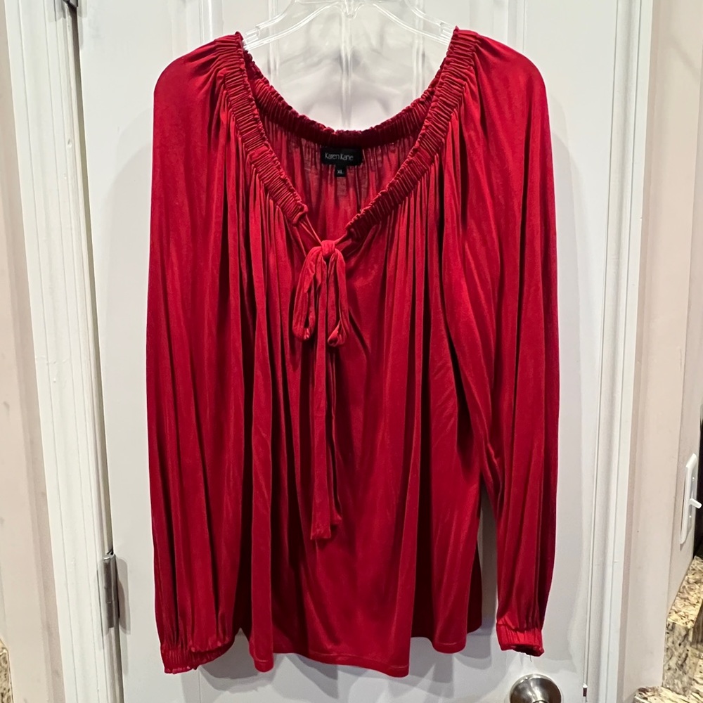 Karen Kane Red Blouse Top Sz XL - Picture 3 of 5